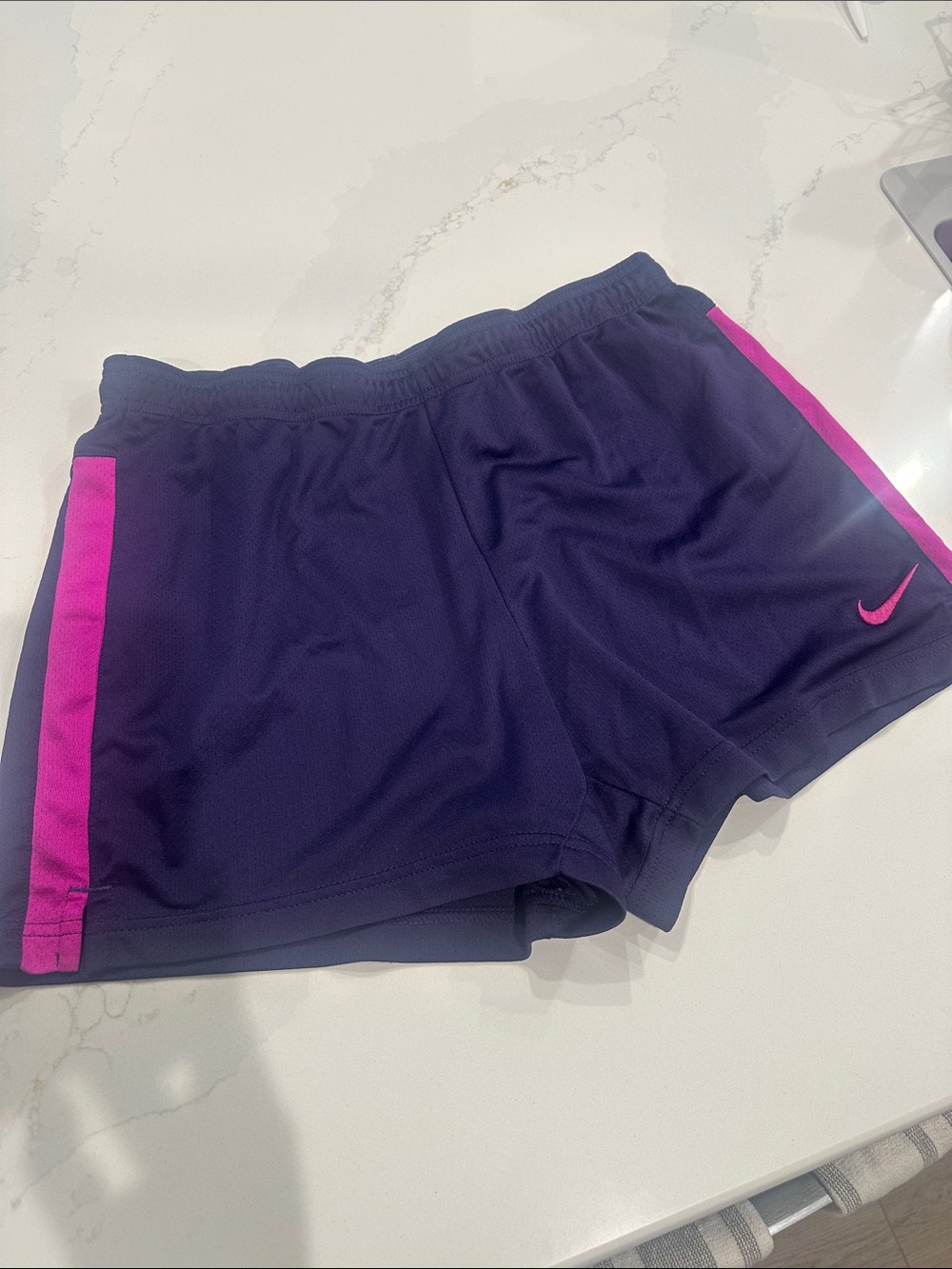 Nike dri fit two tone purple and fuscia running shorts size medium